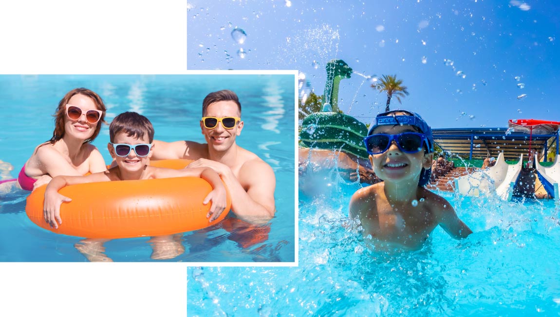Family and kids enjoying water & amusement parks in Halkidiki