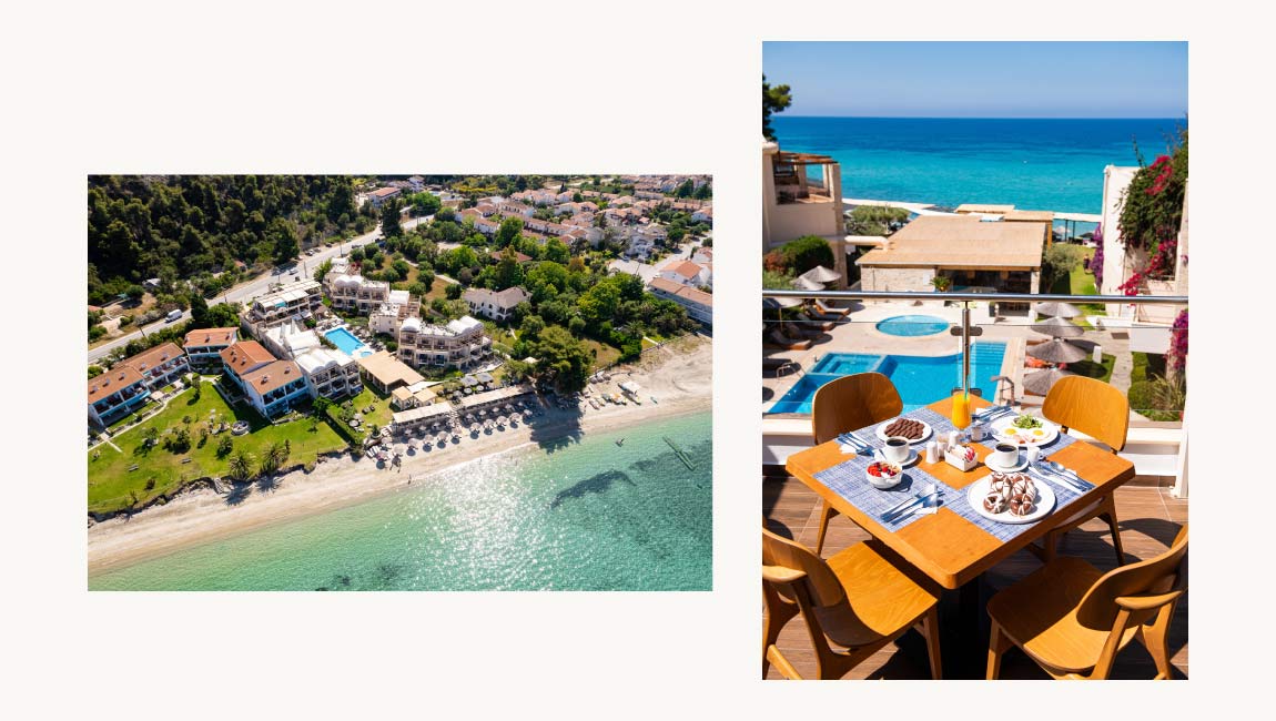 Beach and breakfast with sea views in Fourka, Halkidiki, at Olympion Sunset
